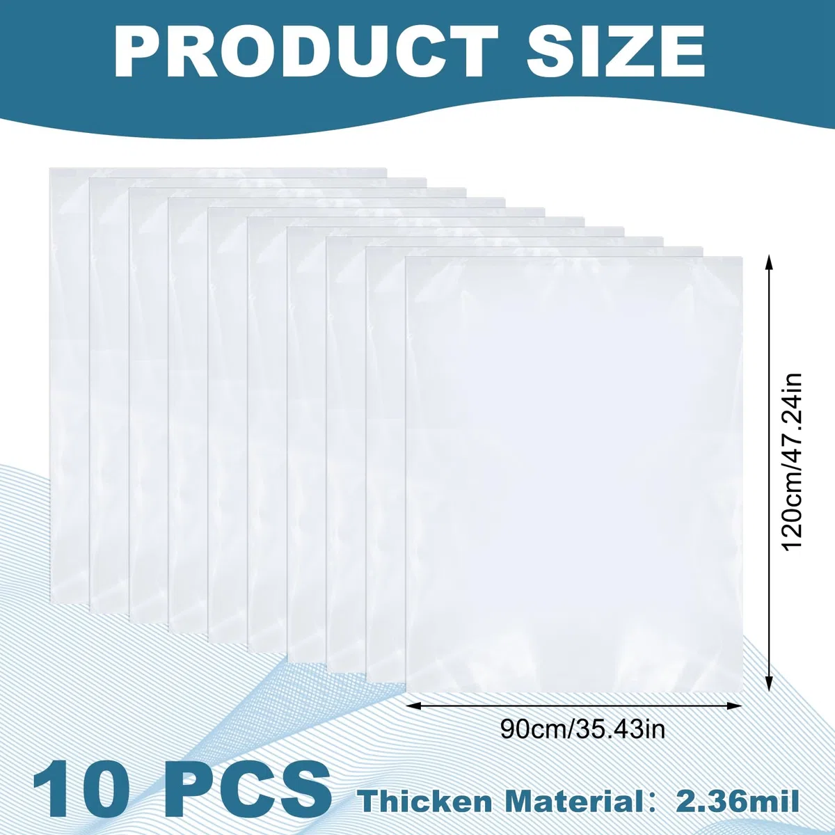 Lot de 10 Sacs de Rangement Extra Larges en Plastique Transparent 90 x 120 cm Grand Sac de Rangement de Grande Capacité pour Bagages Valises Meubles Couettes Arbre de Noël Chaises Vélos