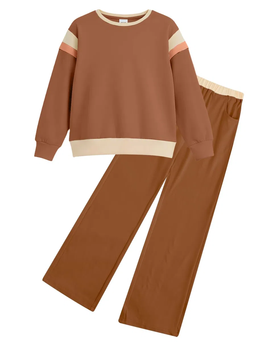 JiAmy Ensemble de vêtements d'automne 2 pièces pour filles - Tenue à manches longues et pantalons élégants pour 3 à 12 ans