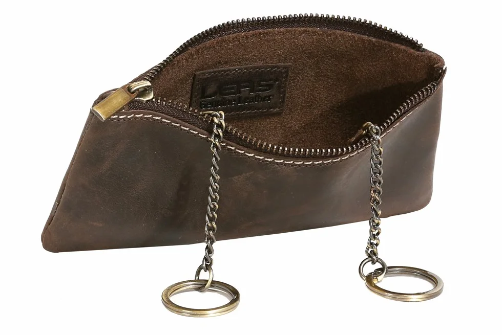 LEAS Pochette pour clés très Grande Taille, Cuir véritable, Marron Vintage-Collection''