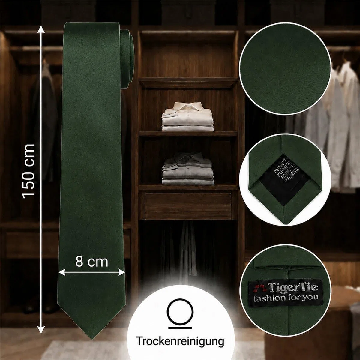 Cravate unie en satin de Tigertie Designer