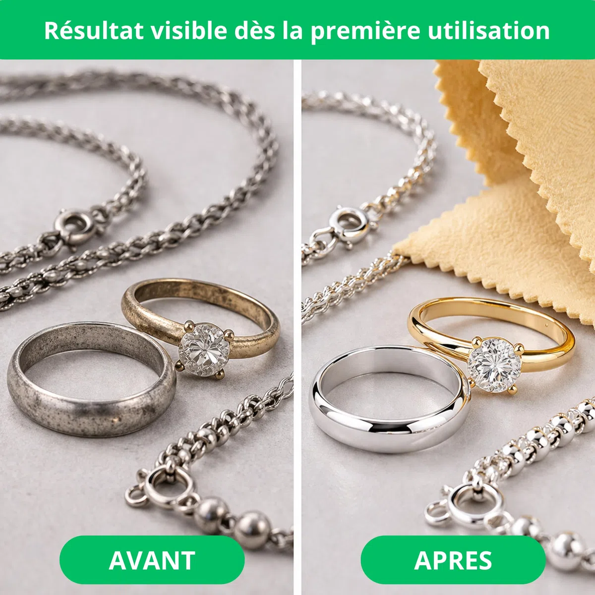 Chamoisine - pour l'Entretien des Bijoux en Argent et en Or | Nettoie l’oxydation, ravive la brillance, utilisation à sec