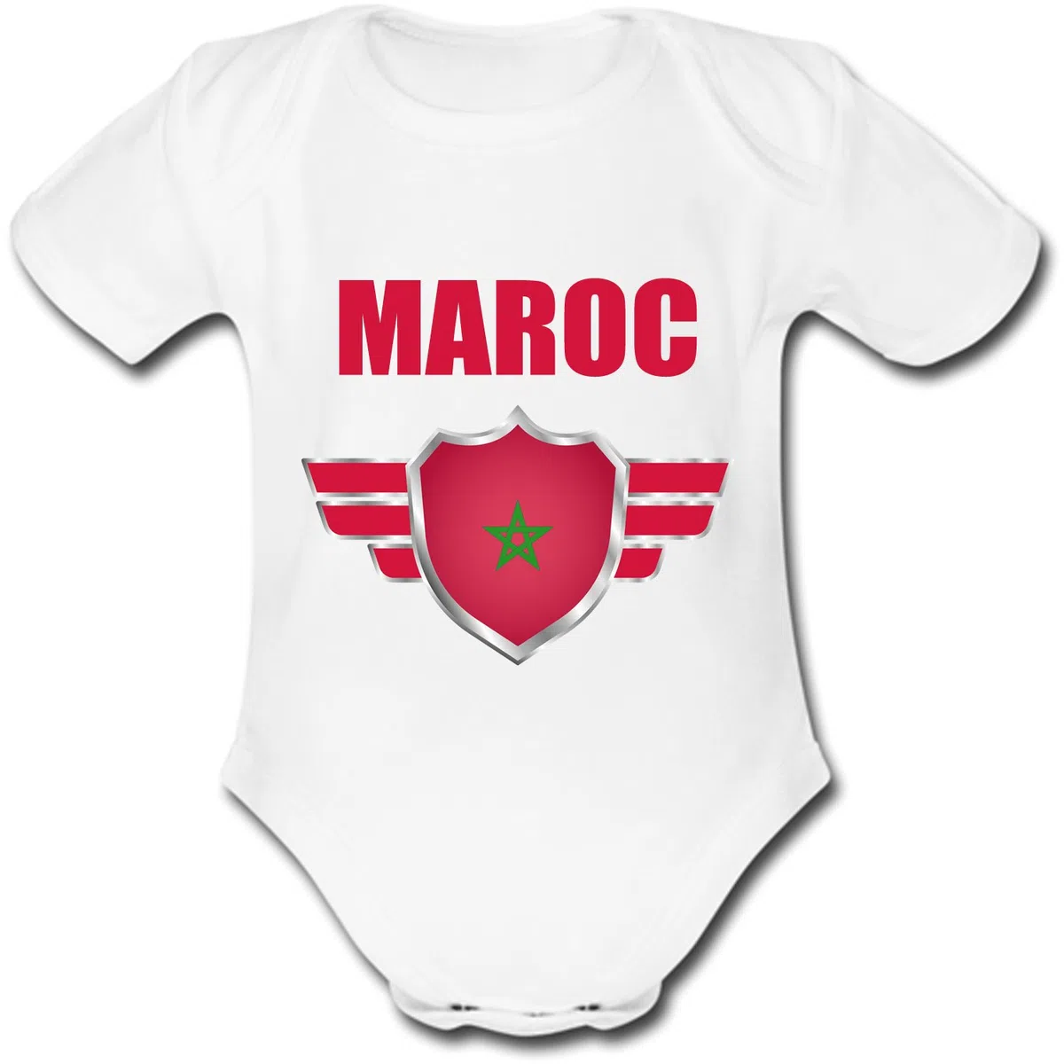 Body Bébé Manches Courtes - MAROC - COUPE DU MONDE DE FOOTBALL 2018 - Prénom personnalisé - Personnalisable en ligne