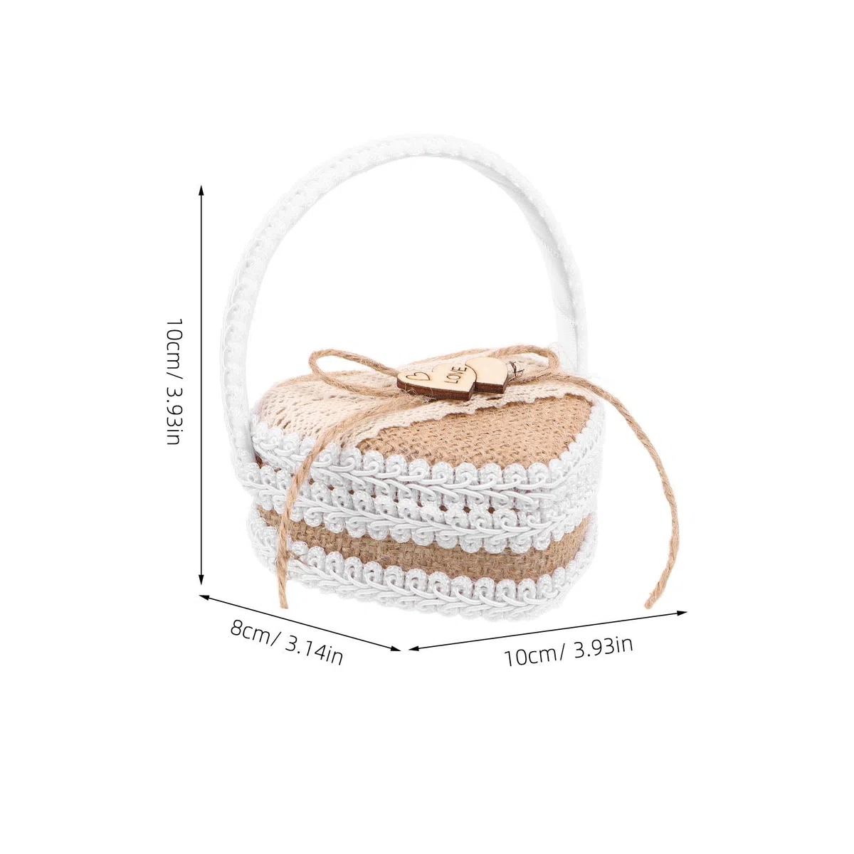 Toyvian Panier à Bagues avec Anse Portable en Toile de Jute Rustique Fait Main et Compact pour Jour de Mariage et Demoiselles D'honneur