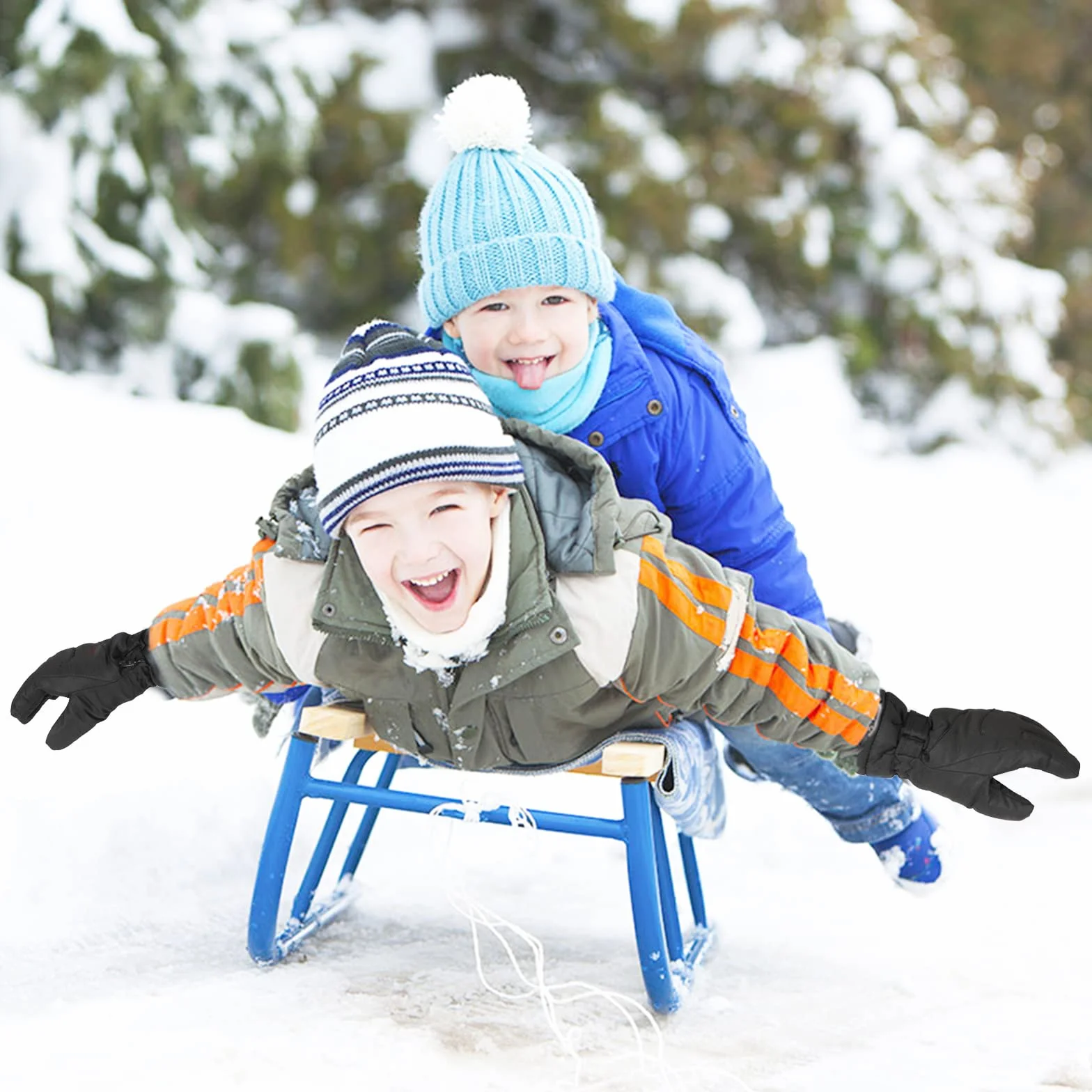 QKURT Gants de Ski pour Enfants garçons, Gants imperméables d'hiver Gants Chauds en Polaire Gants de Snowboard Anti-Neige Gants Thermiques isolés Gants pour Temps Froid